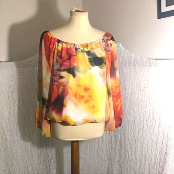Alice & Olivia Alto Peasant Floral Top Size Small - Picture 2 of 10